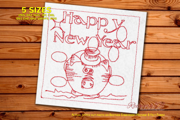 2020 Lucky Pig Redwork for Boutique Apparel