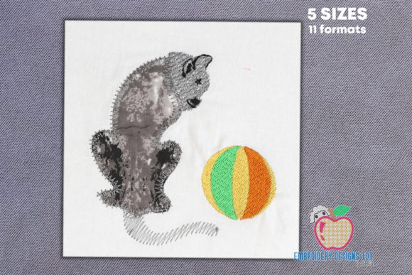 Cat Playing with Ball Applique Design Review