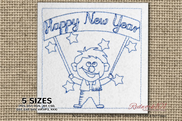 Man with New Year Signage Redwork Review